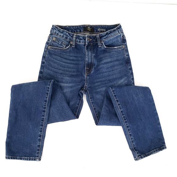 7FAMK Skinny Jean Skinny SZ 14 Girls Youth 7 For All Mankind Pants Blue Jeans - Picture 1 of 7